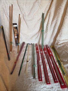 Vintage Knitting Needle Lot Bernat Hero Crystal Palace Bamboo Aluminum Mixed DIY